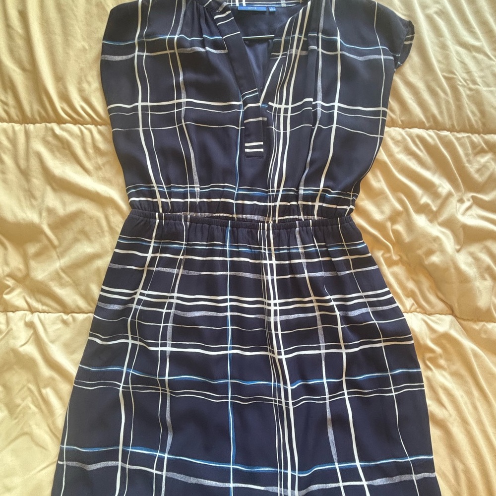 Apt. 9 Blue and White Cap Sleeve Midi Dress